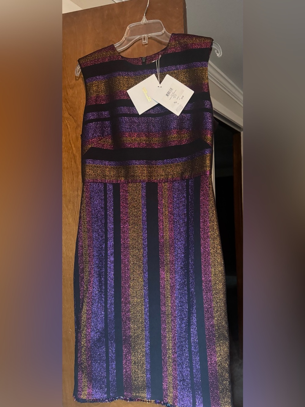 NWT Metallic Stripe Sheath Dress - Black Multi